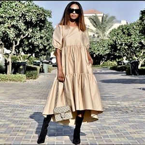 Zara Asymmetrical Poplin Dress